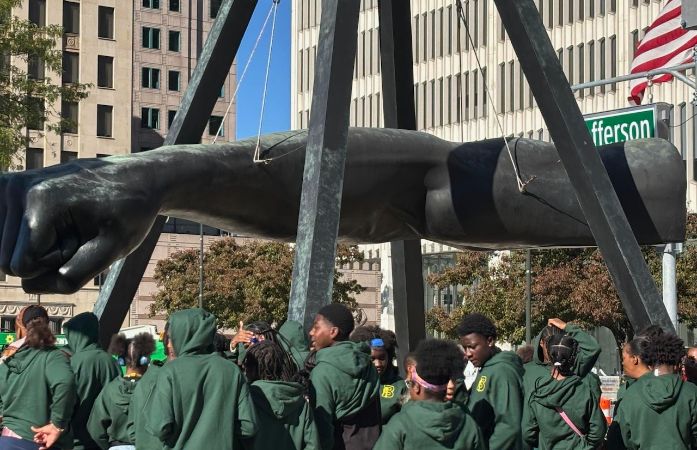  8th graders by the fist on Jefferson